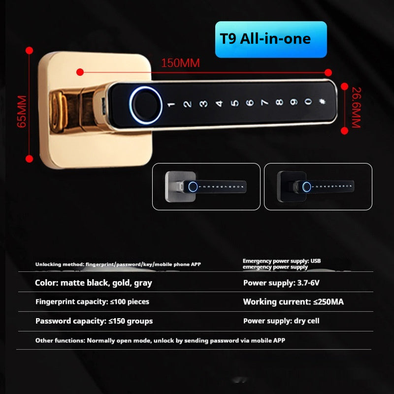 Bedroom Password Lock Wooden Door Smart Fingerprint Lock