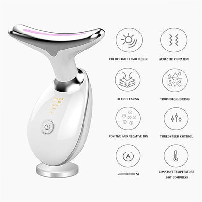 7 Colours Neck Face Lifting Massager Skin Tighten Device LED Anti Wrinkle Beauty